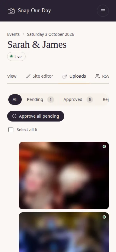 Approve between courses